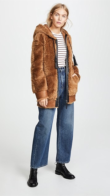 coach shearling hoodie