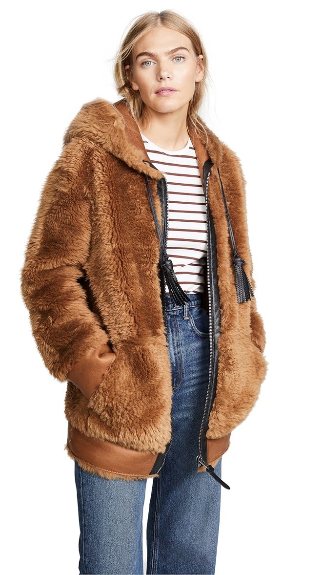 coach shearling hoodie