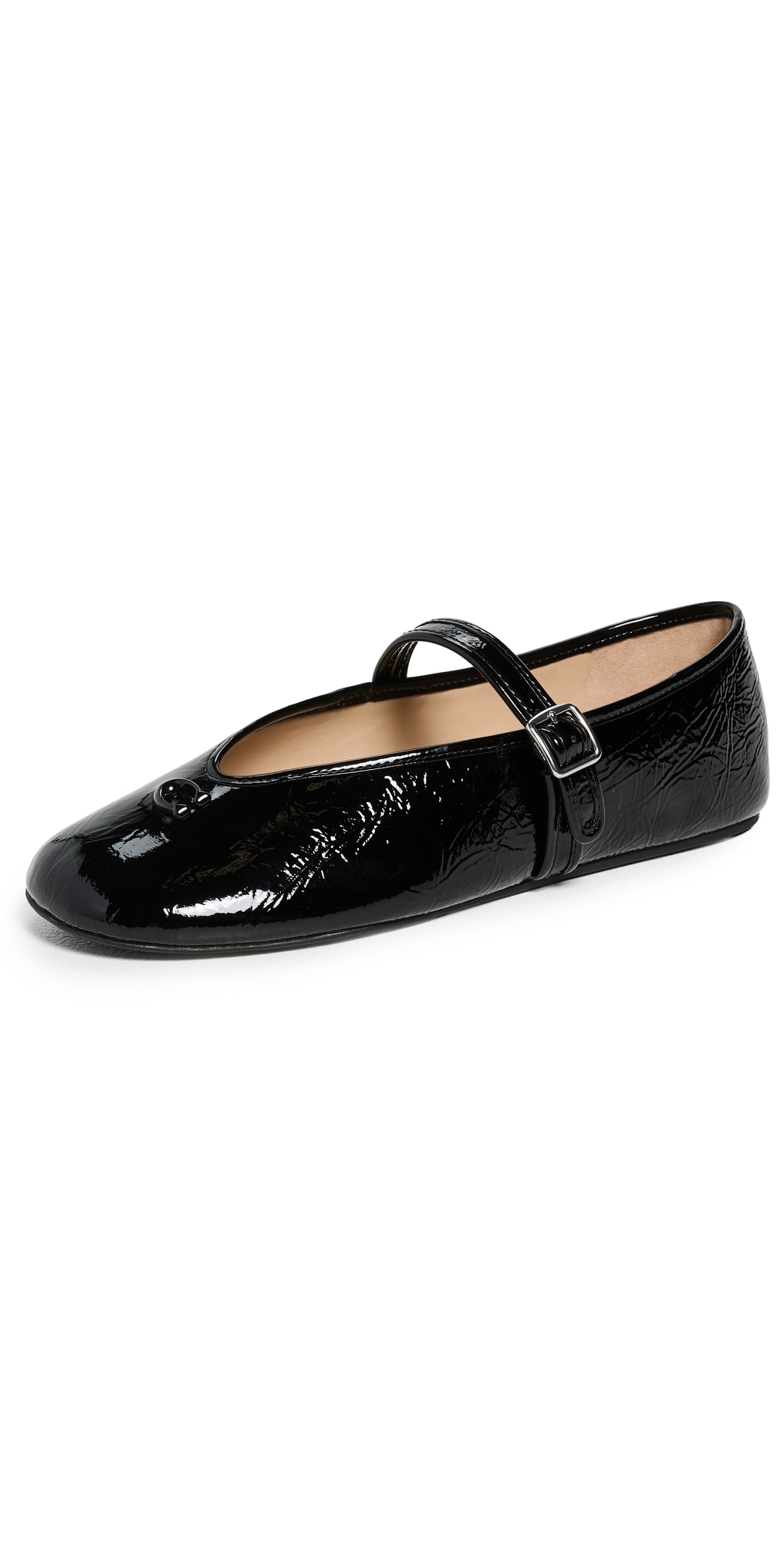 Coach Buckle Patent-leather Ballet Flats In Black