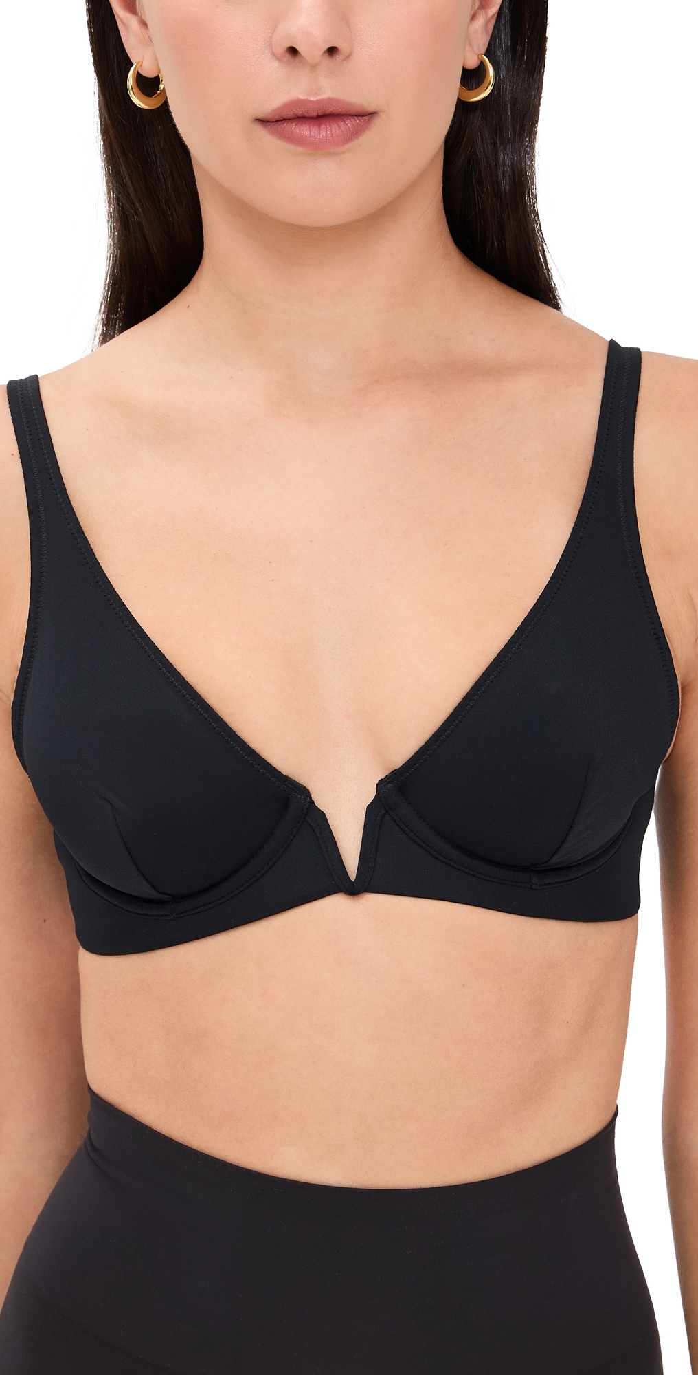 Commando Classic Plunge Underwire Bra Black In Blue
