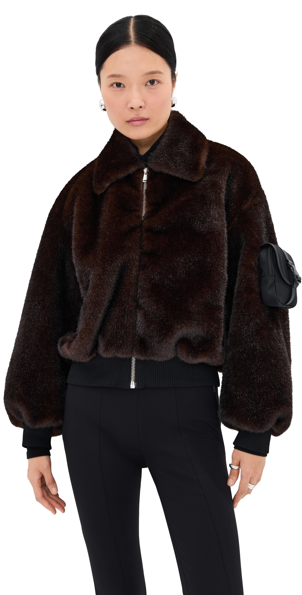 Coperni High-collar Brown Synthetic Fur Bomber Jacket In Brown