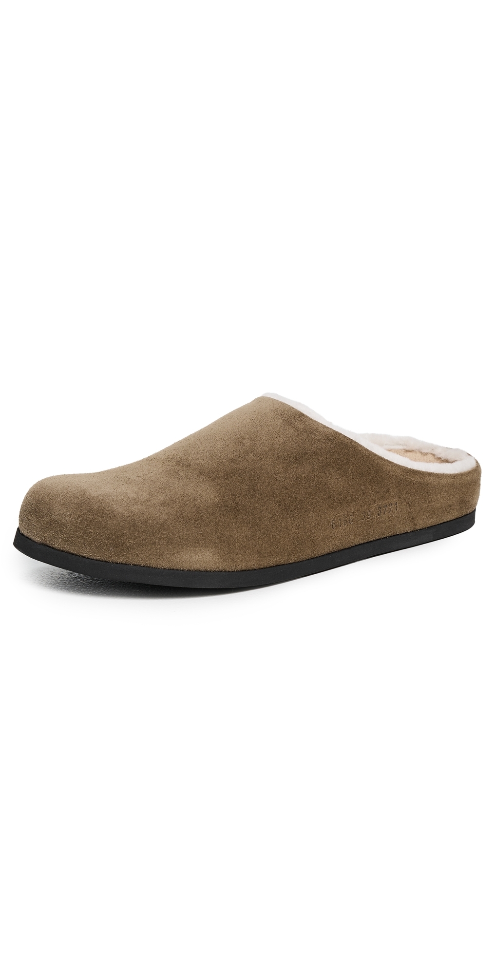 Common Projects Clogs In Suede With Shearling Nut In Brown