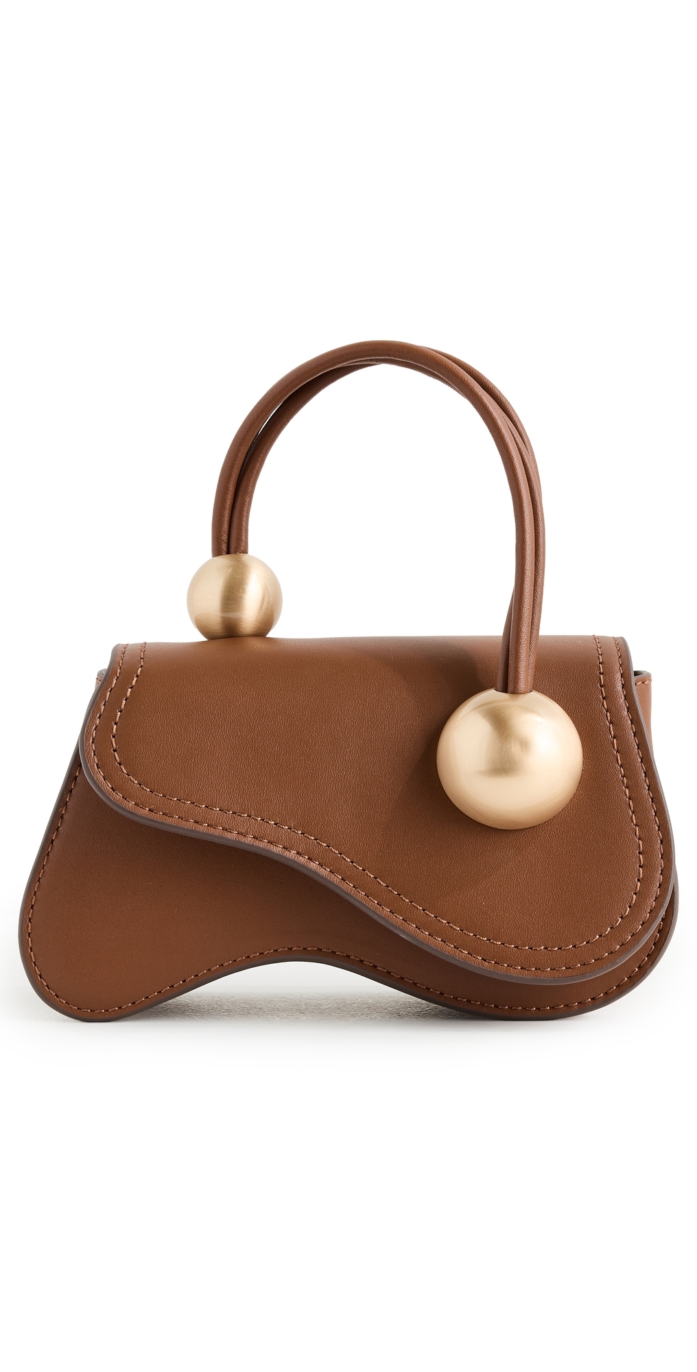 Cult Gaia Kazia Nano Leather Crossbody Bag In Brown