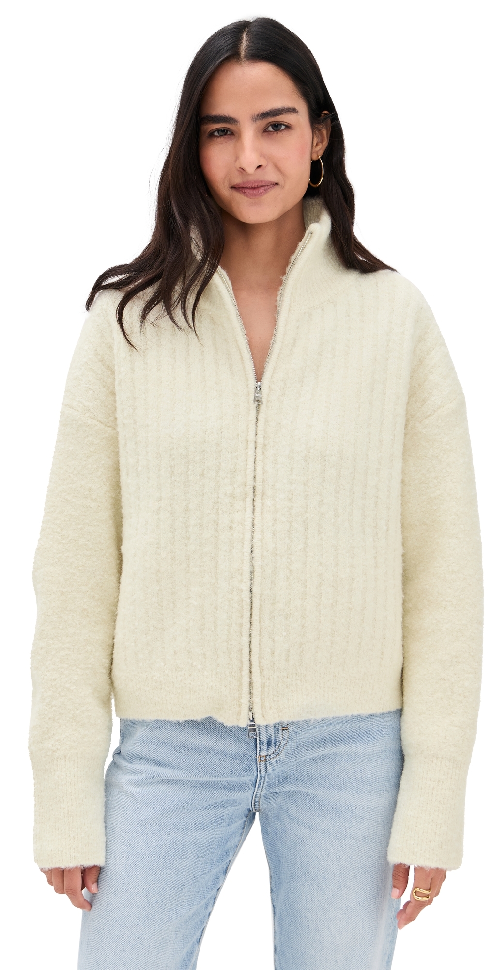 Guizio Mila Zip Up Ivory In White