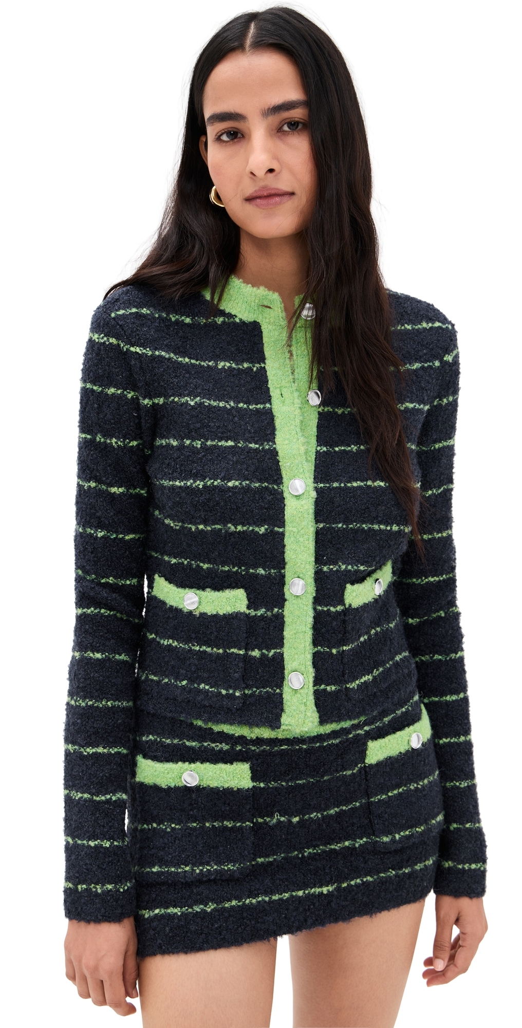 Guizio Aurelie Cardigan Navy/green In Black