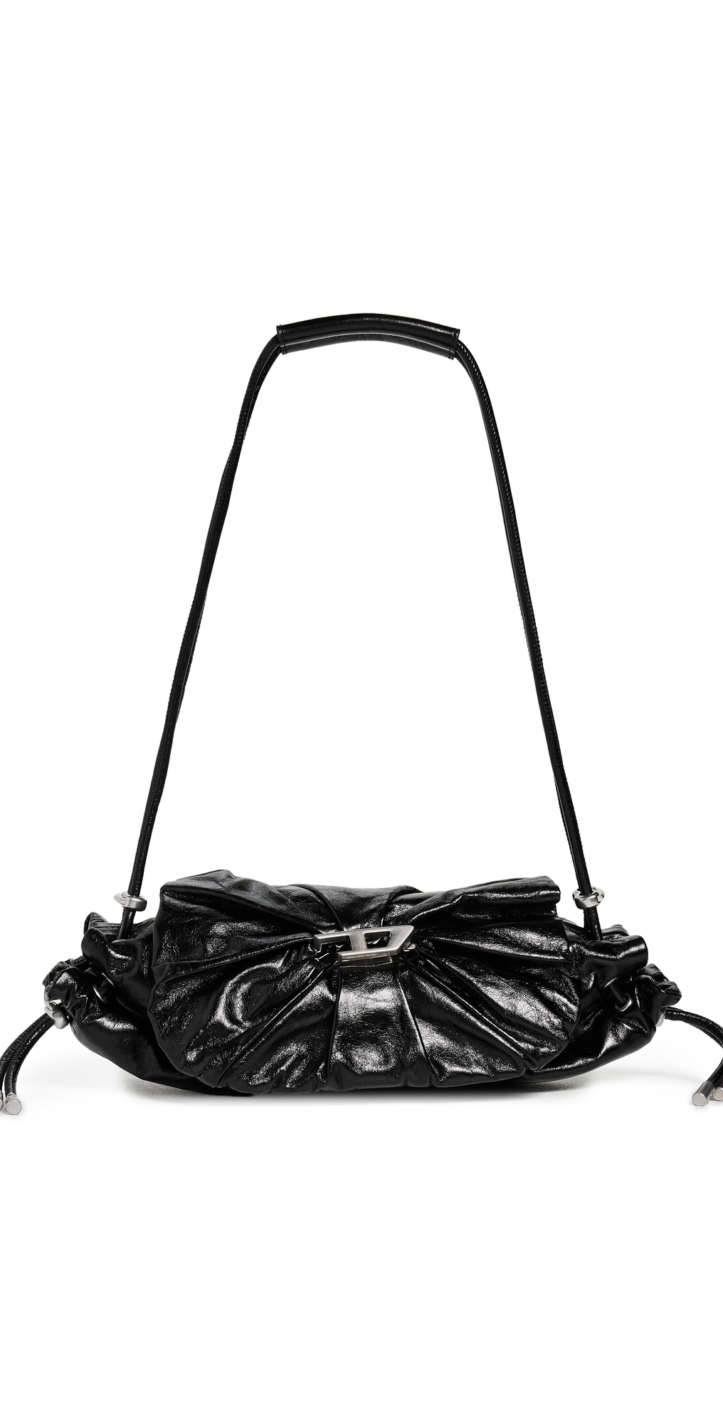 Diesel Scrunch-d S-shoulder Bag In Scrunched Leather In Black