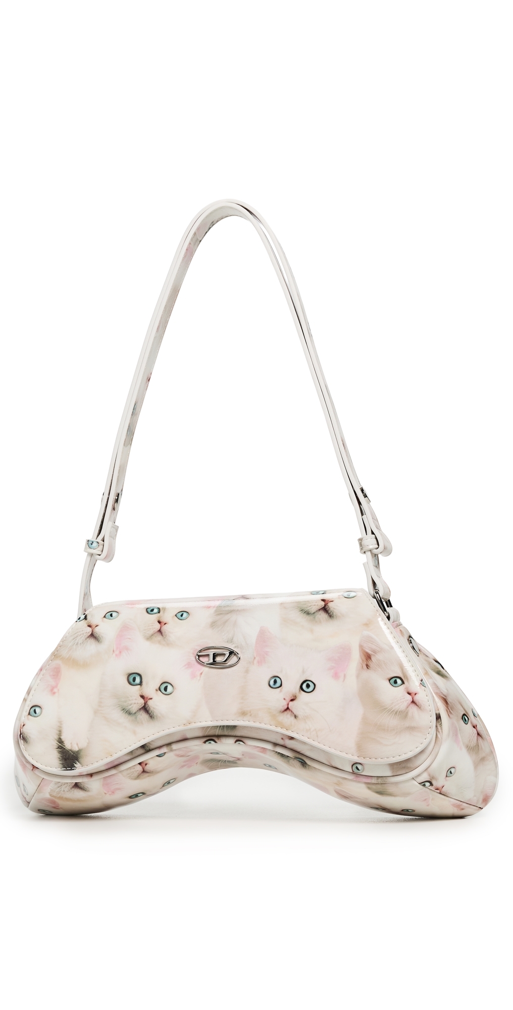 Diesel Gaming Controller-inspired White Polyurethane Handbag In White