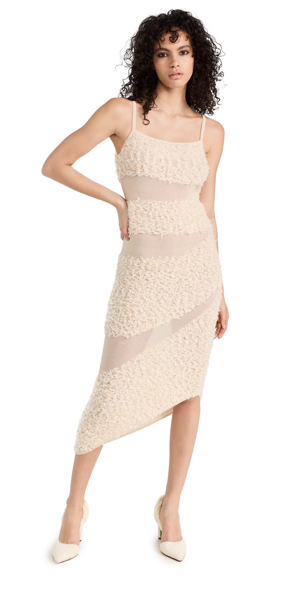 Dion Lee Monstera Ghillie Dress In Ivory/ivory