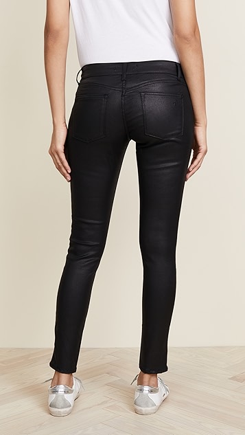 coated leather jeans