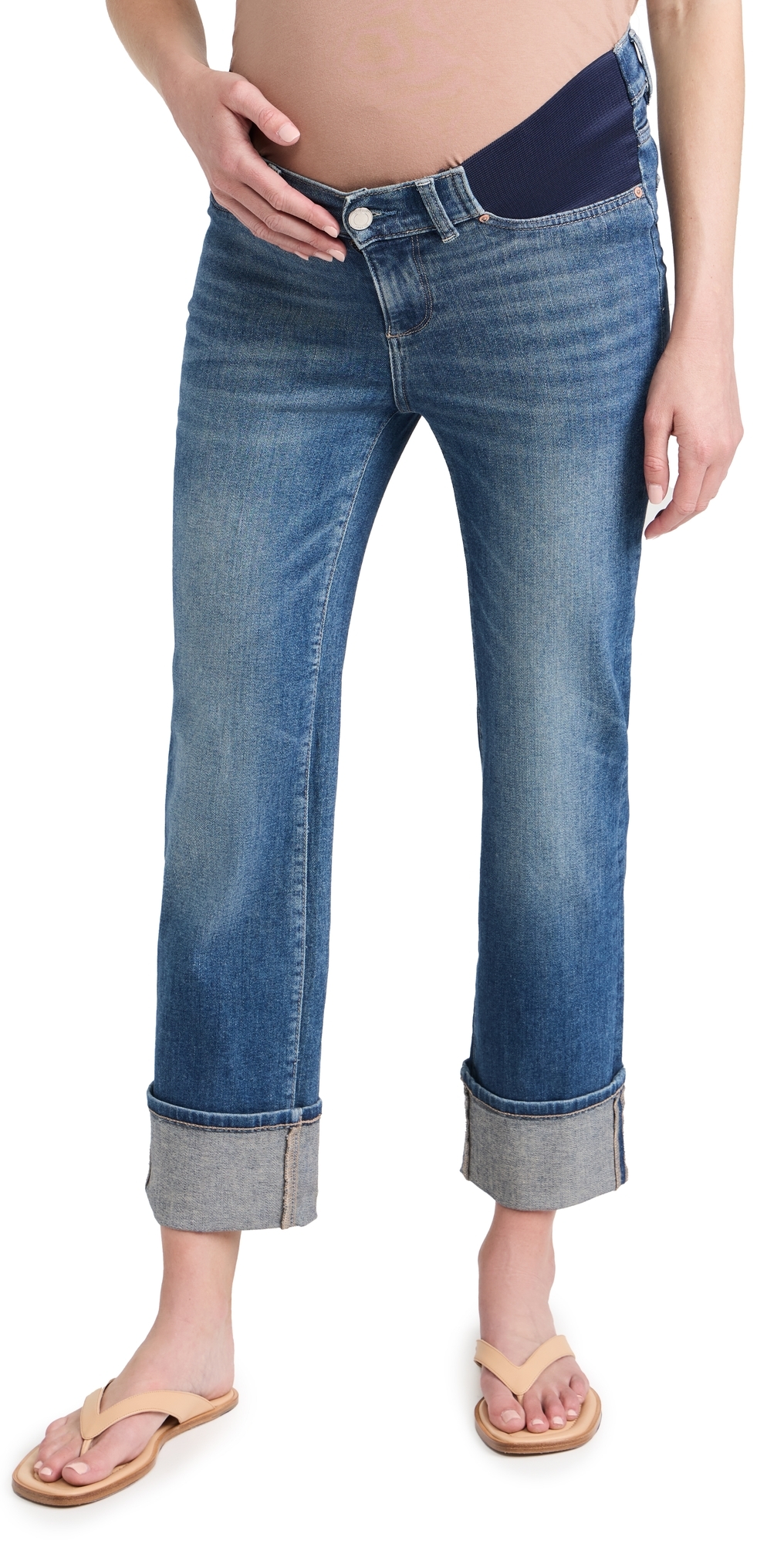 Dl1961 Patti Straight Maternity Jeans: High Rise Ankle Hulton Cuffed In Hulton Cuffed