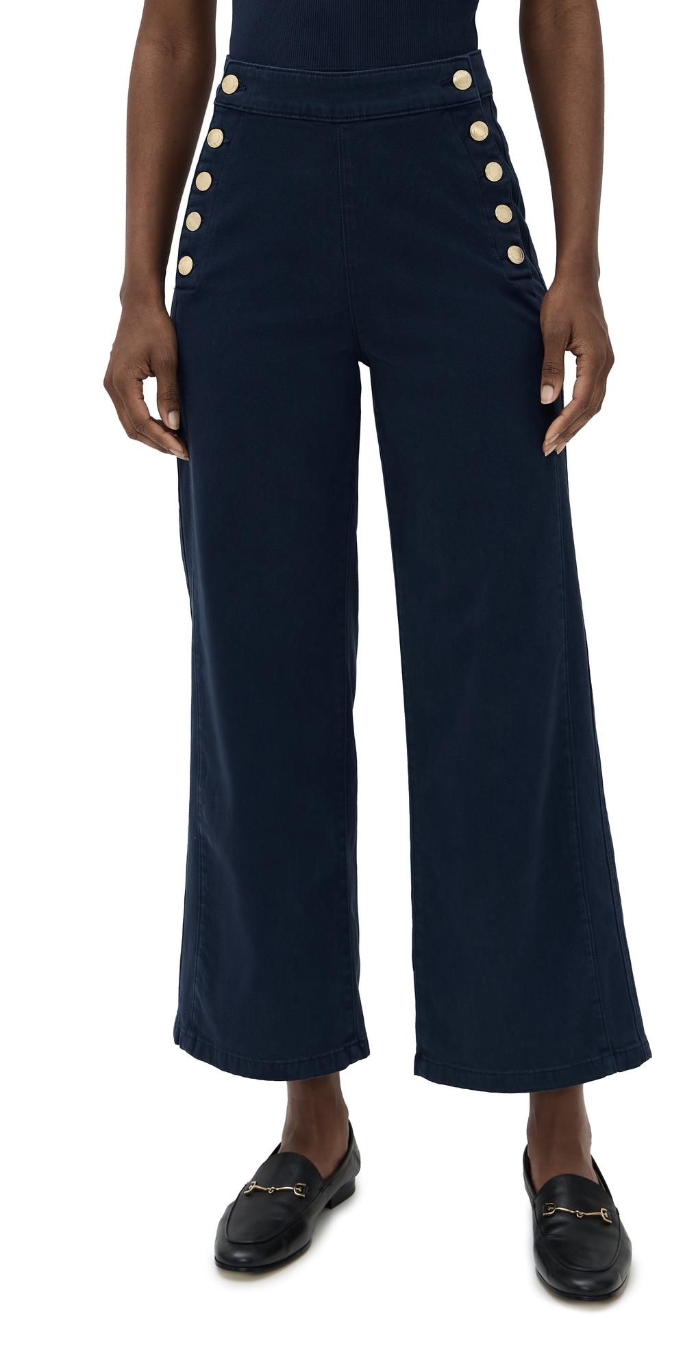 Dl1961 Hepburn Wide Leg High Rise Ankle Jeans Bright Navy (twill)