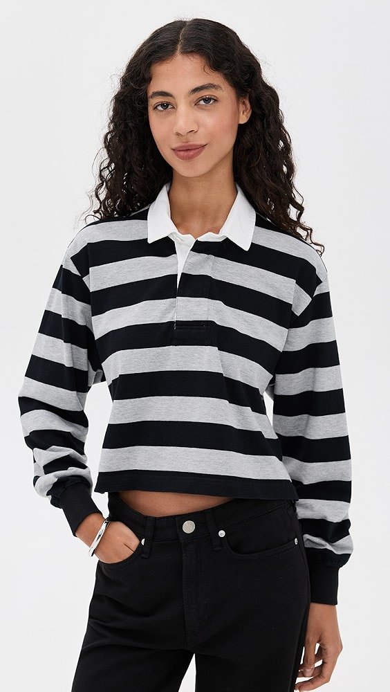 GANNI Striped Soft Cotton Rib Long Sleeve T-Shirt | Shopbop