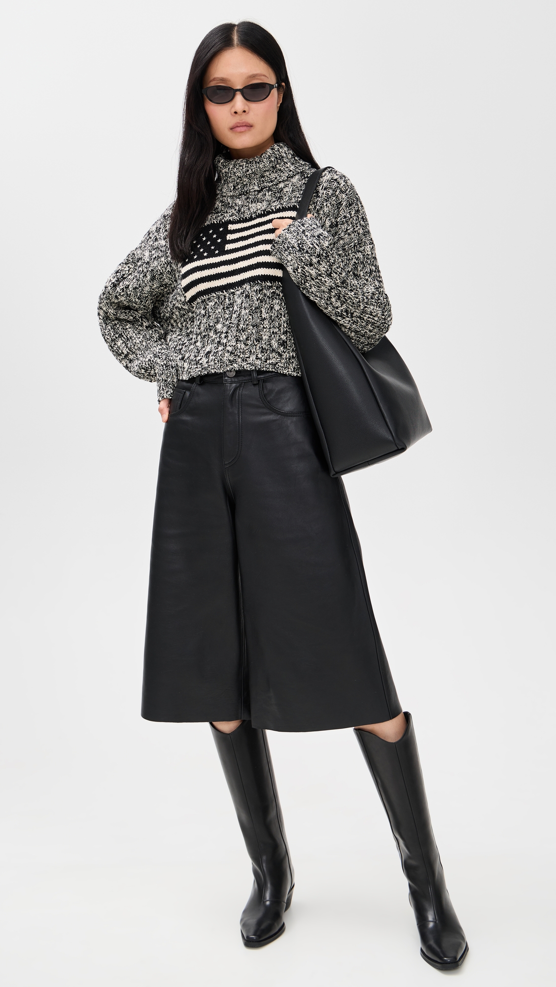 DENIMIST American Flag Cropped Turtleneck Sweater thumbnail