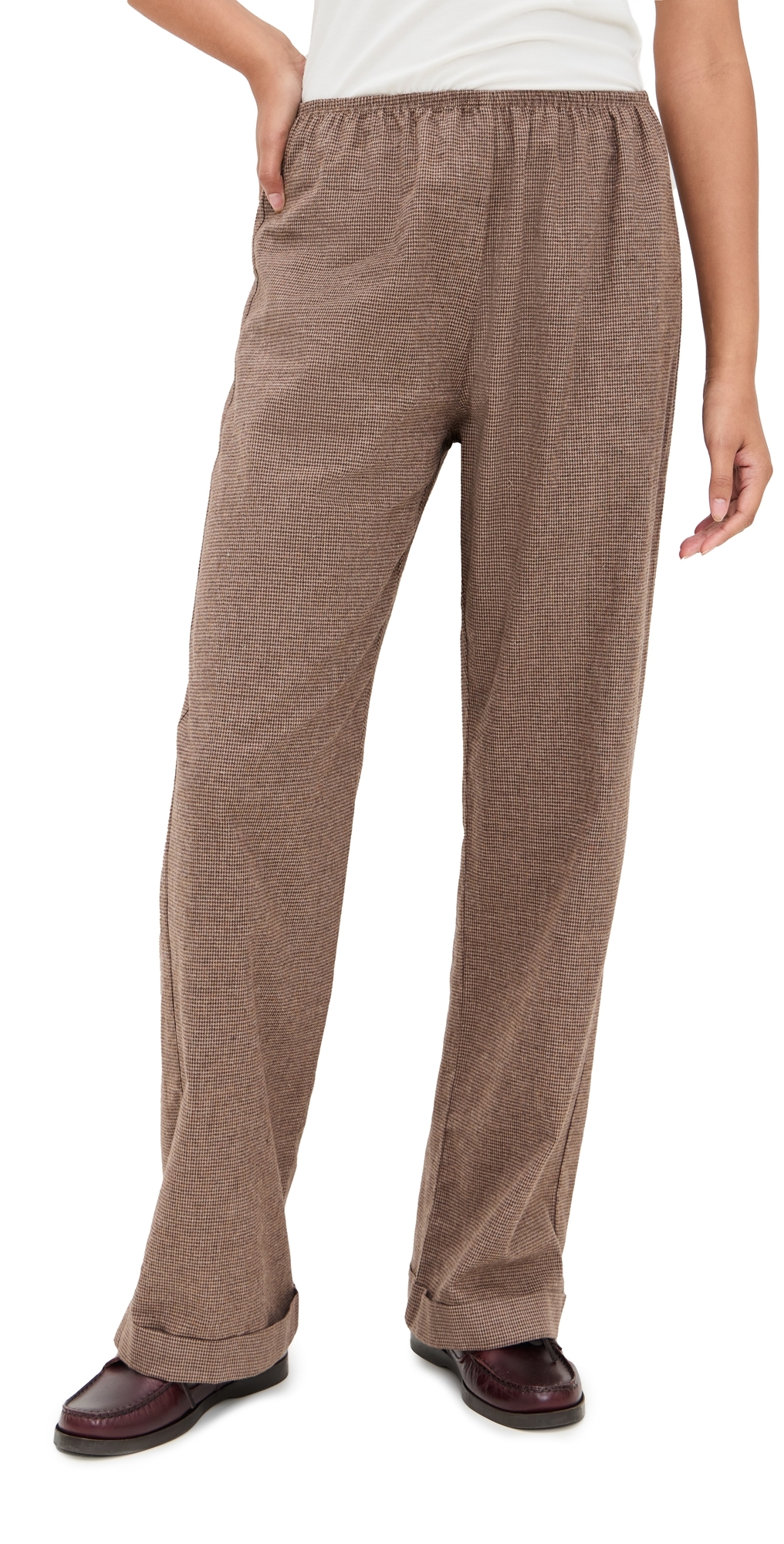 Donni The Flannel Herringbone Simple Pants Espresso/walnut In Brown