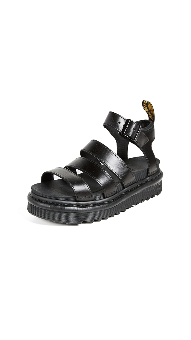 dr martens blaire strappy flat sandals in black