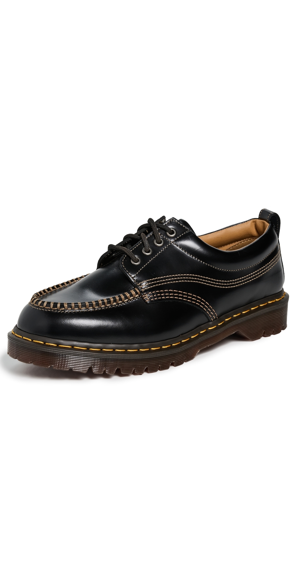 Dr. Martens Moccasin-style Lowell Shoes With Contrast Stitching In Black