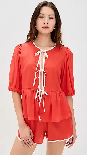 DRESS TO Tie Front Blouse