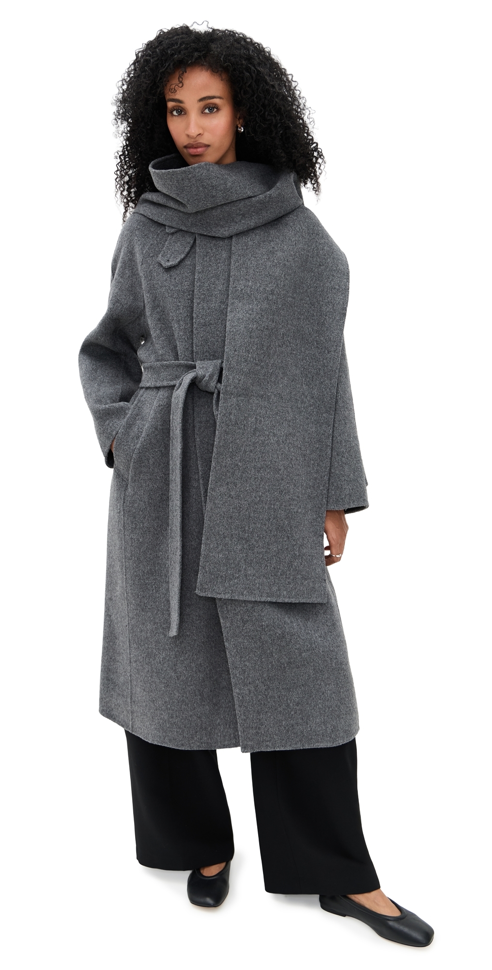 Dunst Muffler Mac Coat Melange Grey In Gray