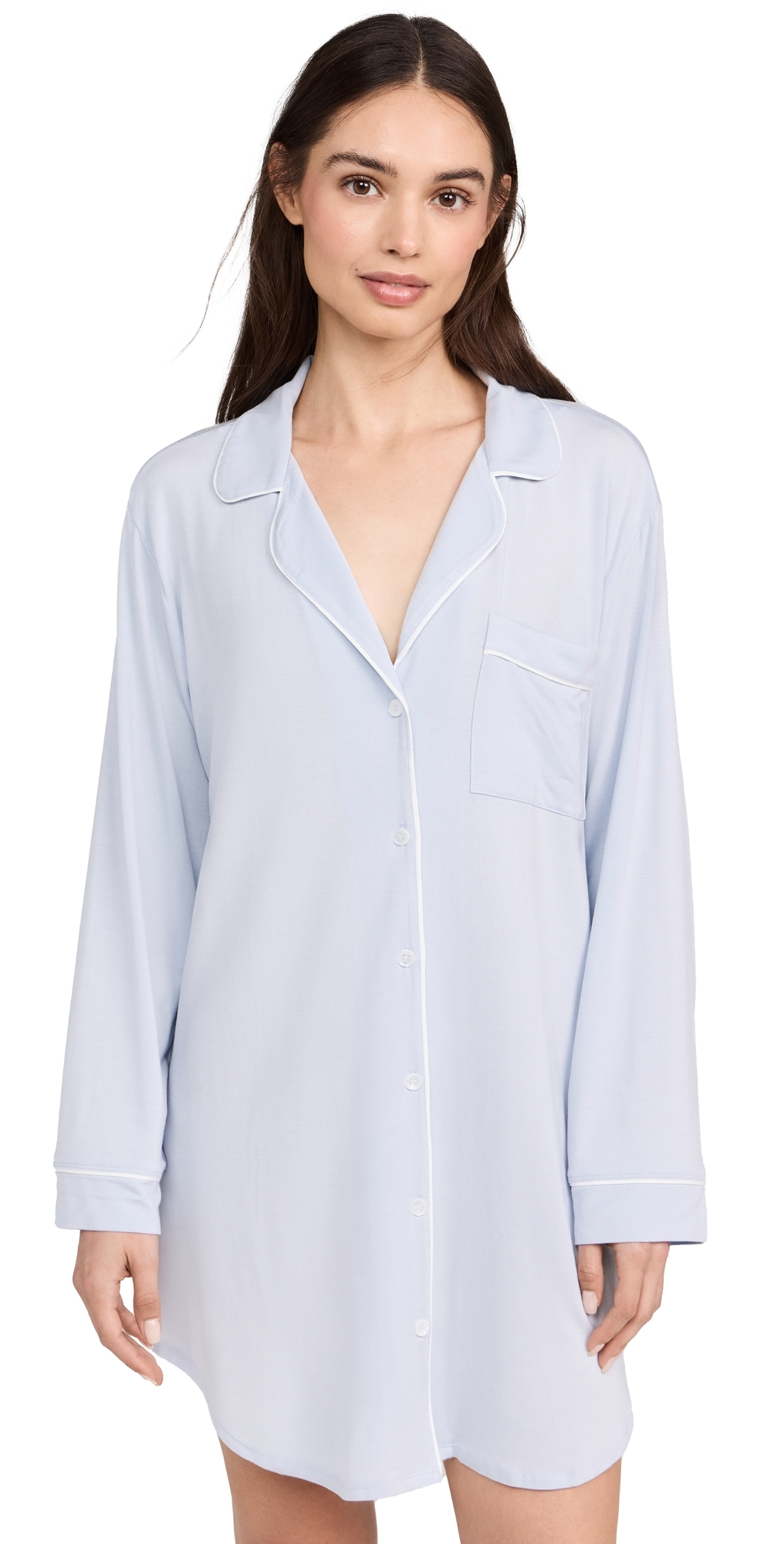 Eberjey Gisele Sleepshirt Ice Blue/ivory In Ice Blue/ivory