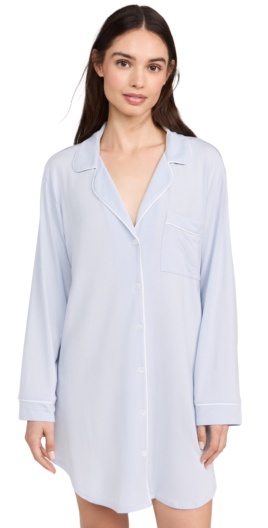 Shop Eberjey Gisele Sleepshirt Ice Blue/ivory