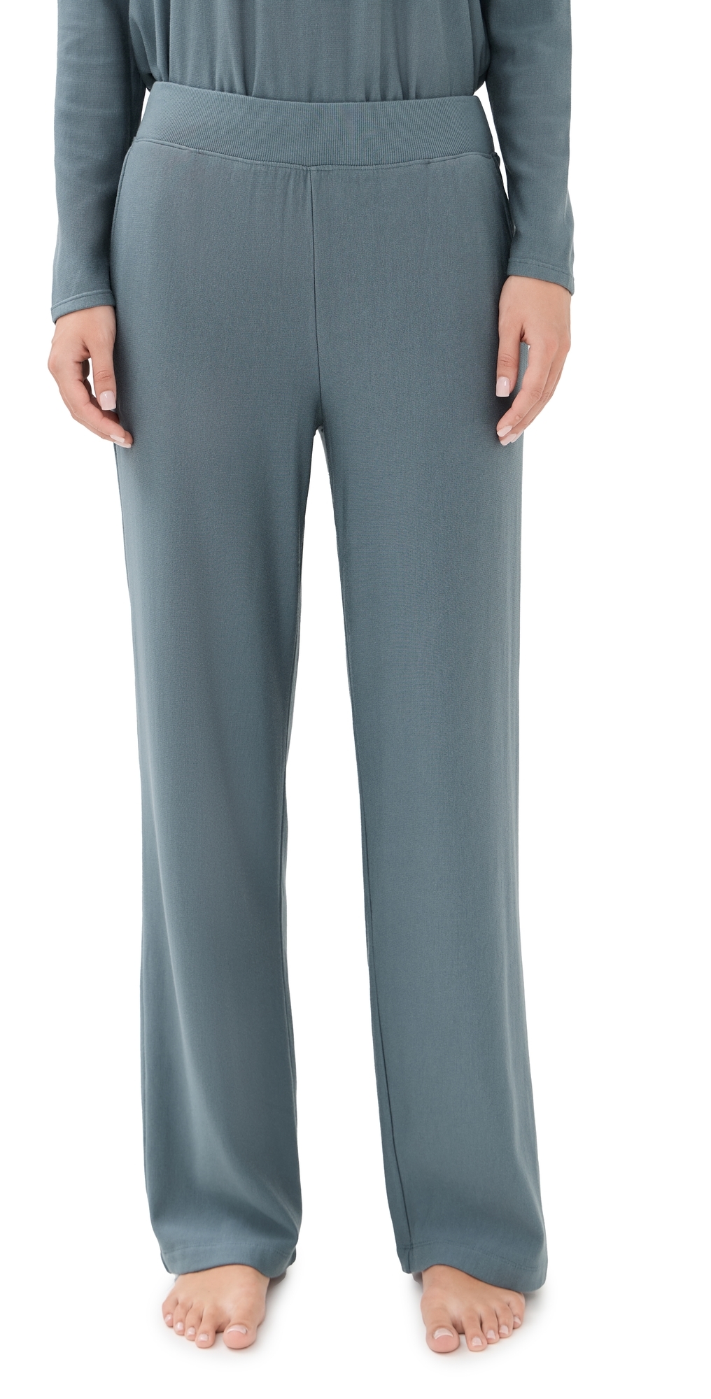 Eberjey Softest Sweats Straight Pants Stone Blue In White