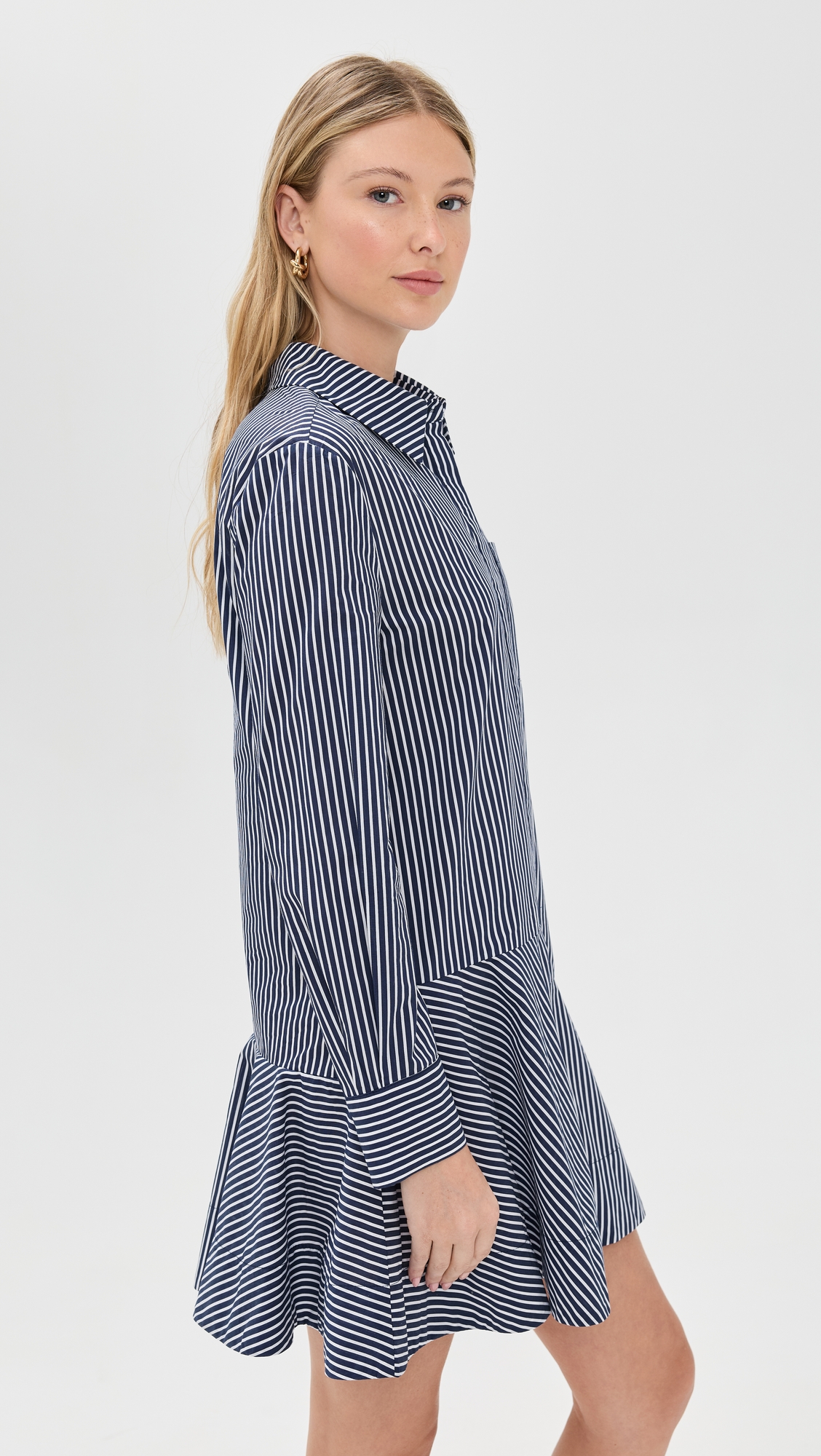 English Factory Stripe Collar Flared Skirt Dress thumbnail