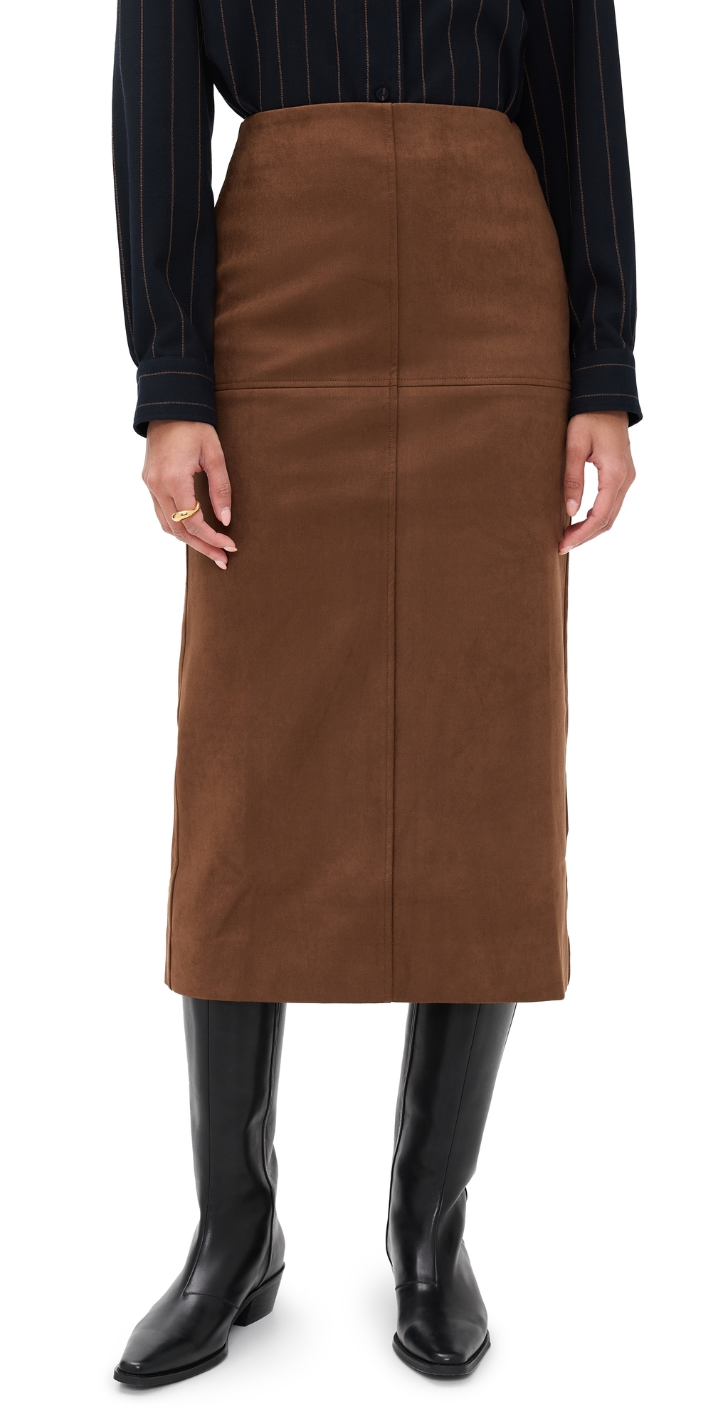 English Factory Suede Midi Skirt Brown In Brown