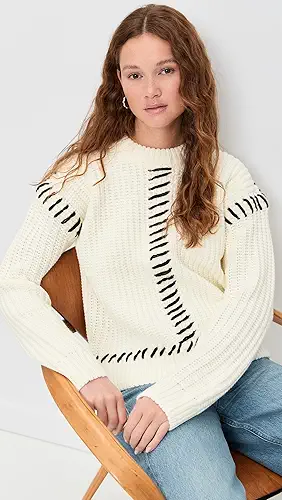 English Factory Stitch Detailed Chunky Crew Neck Sweater