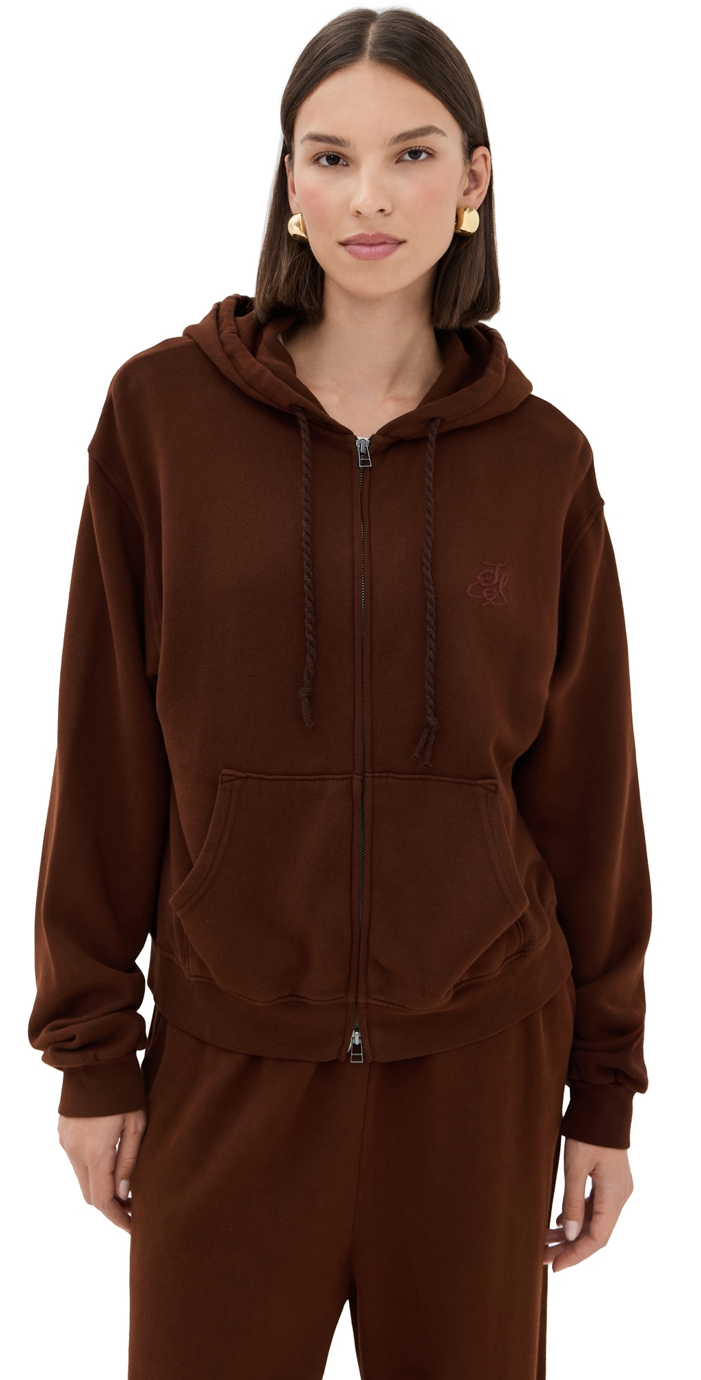The Elder Statesman Unisex Daily Zip Hoodie Wenge In Brown