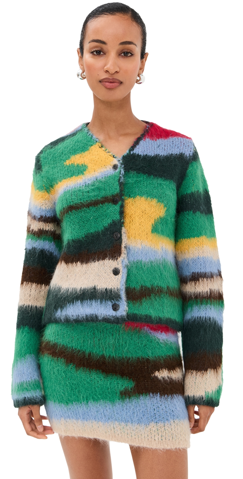 The Elder Statesman Topo Jacquard Cardigan F25 Multi In Multi
