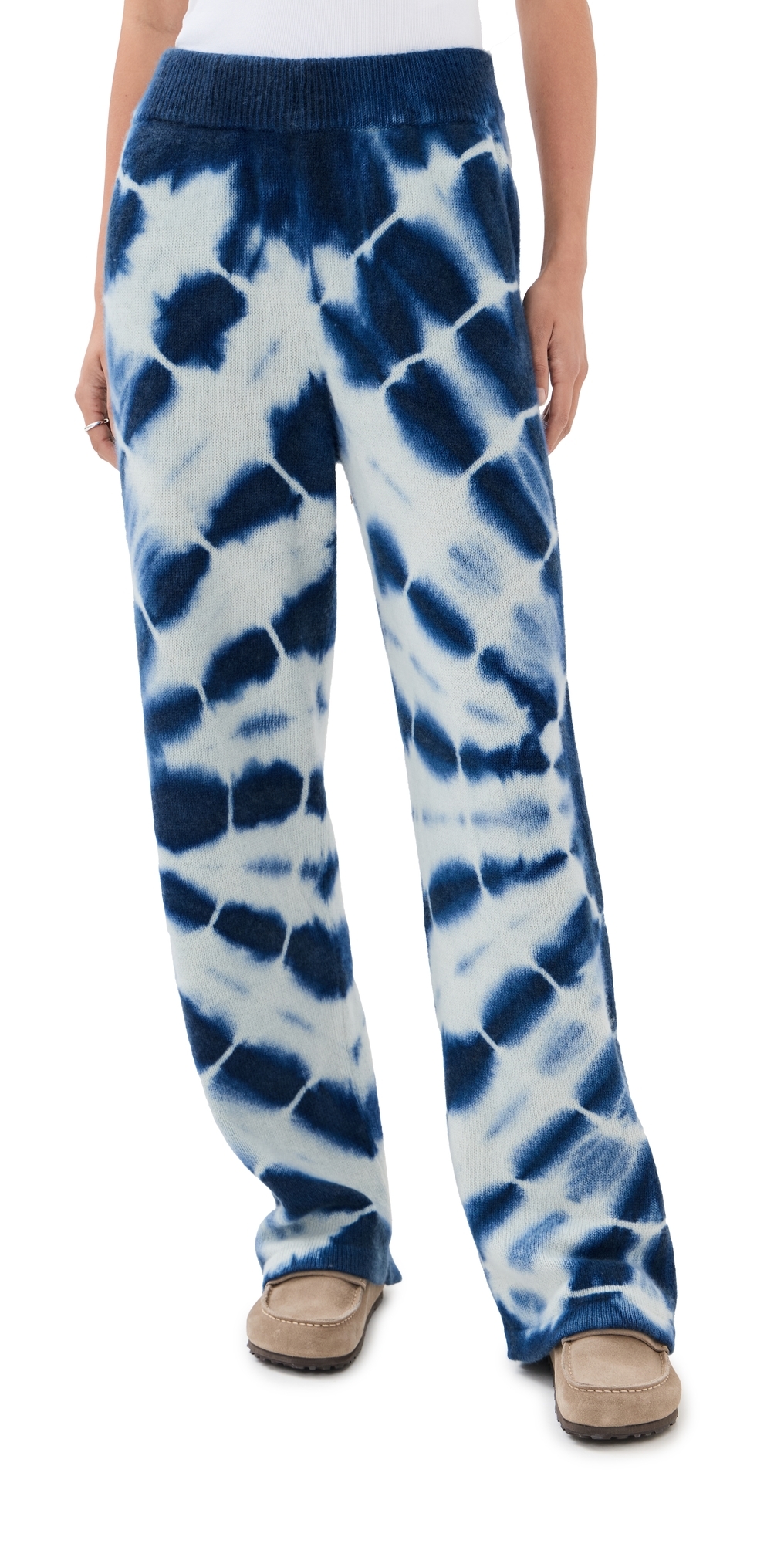 The Elder Statesman Tie Dye Pants Ivory With Twilight In Blue