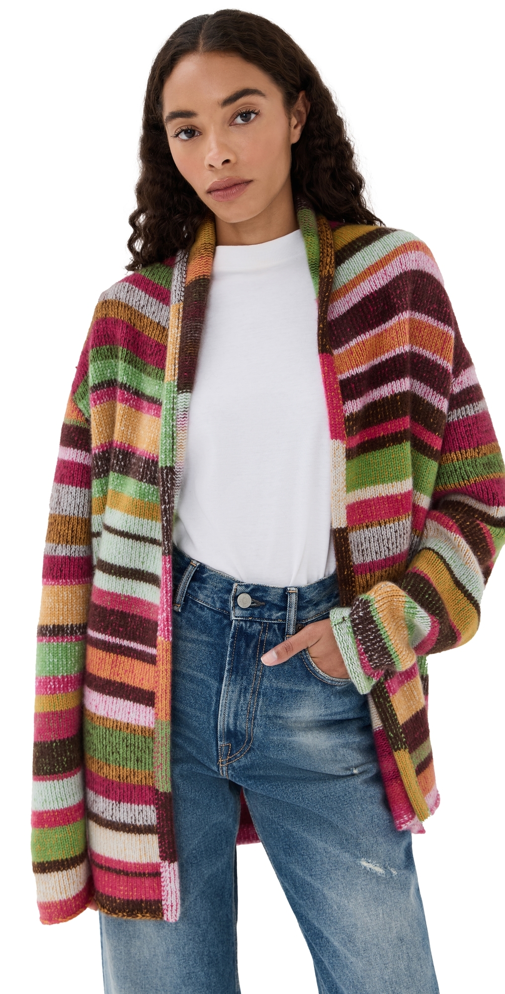 The Elder Statesman Stripe Italy Smoking Cashmere Jacket F25 Multi In Multi