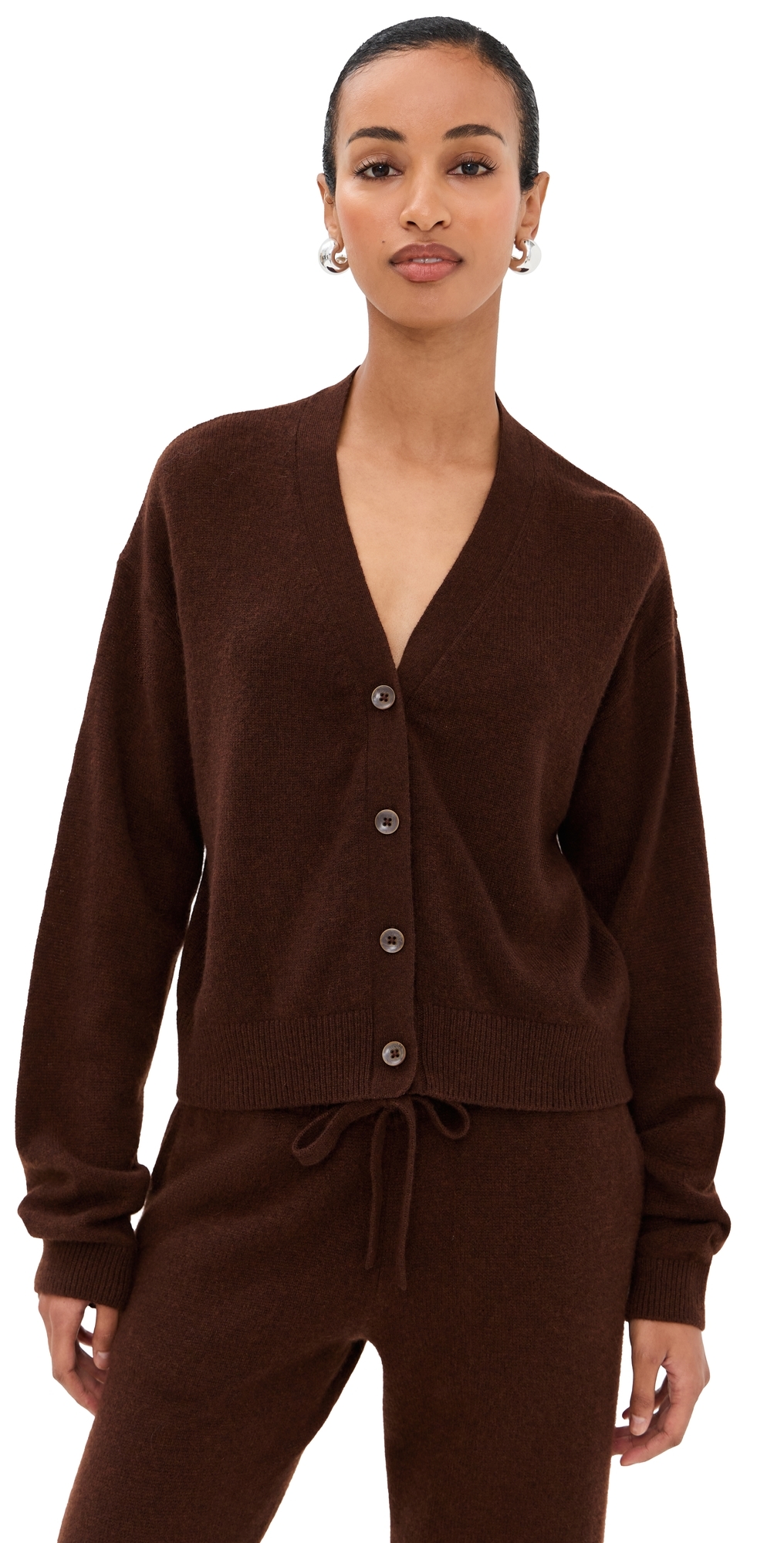 The Elder Statesman Tranquility Cashmere Cardigan Wenge In Burgundy