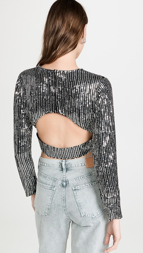 endless rose Cropped Open Back Sequins Top SHOPBOP