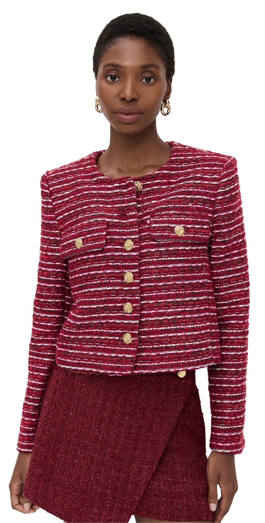 Endless Rose Tweed Jacket Cranberry In Brown
