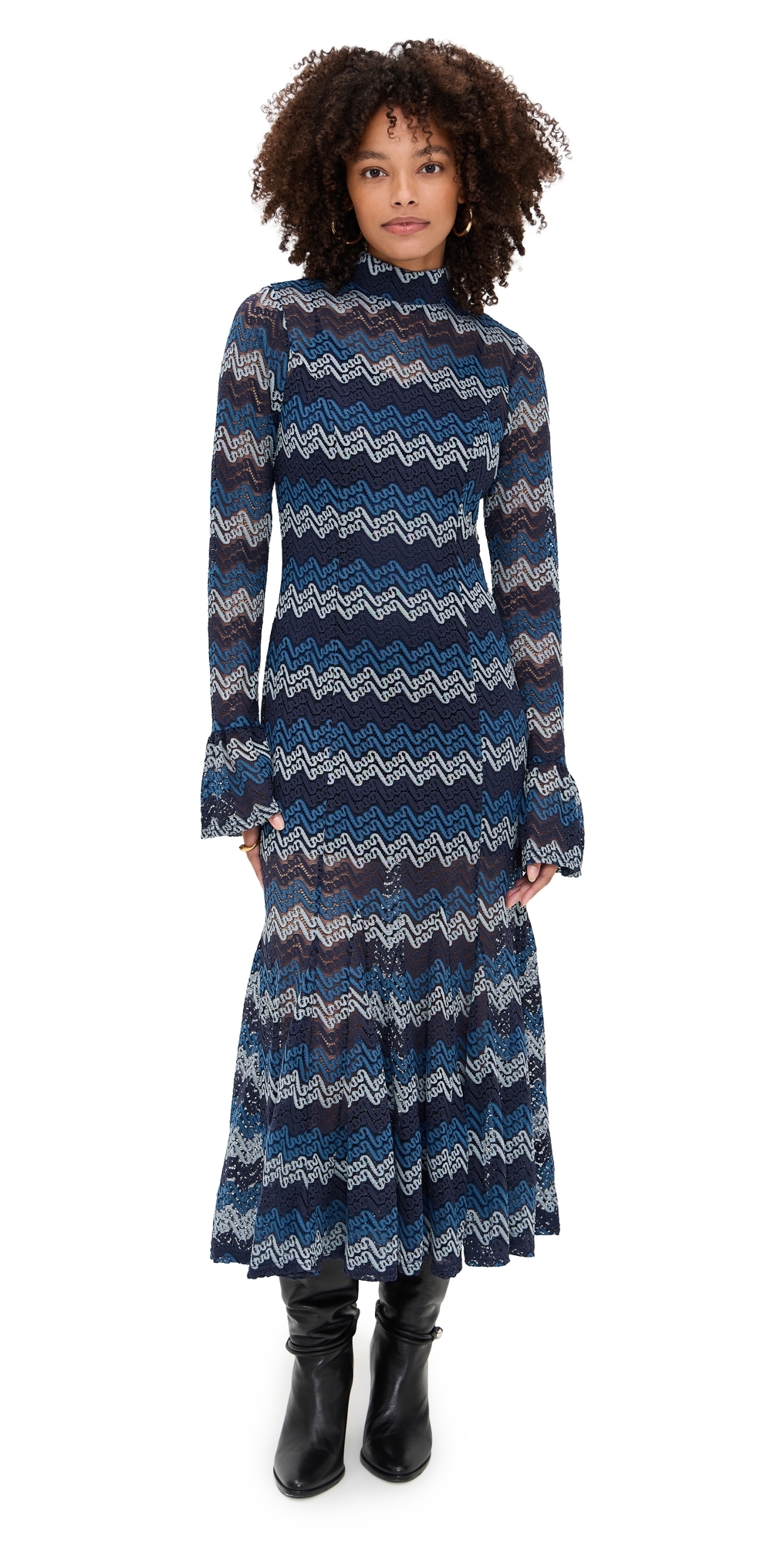 En Saison Lorraine Midi Sweater Dress In Blue