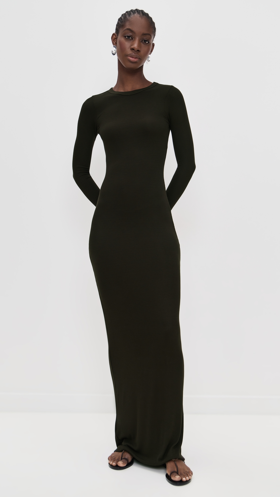 Enza Costa Silk Rib Crewneck Fluid Dress