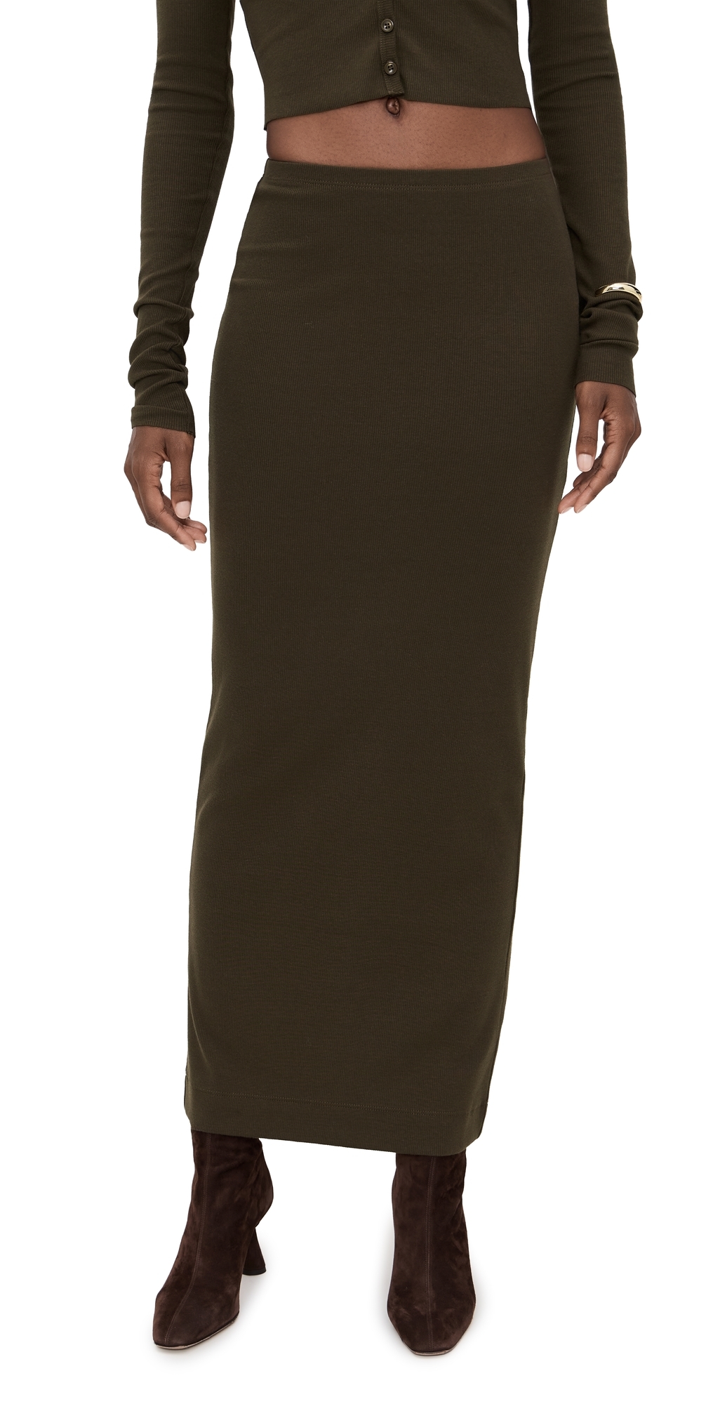 Éterne Butter Rib Emma Skirt Moss In Black