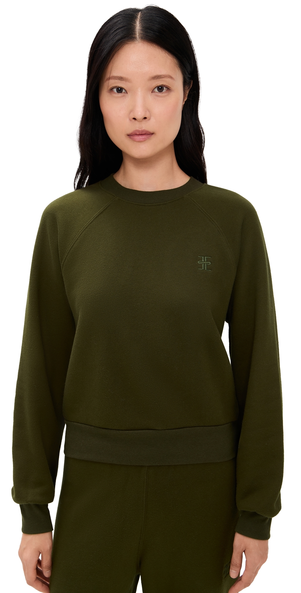 Éterne French Terry Shrunken Raglan Sweatshirt Moss In Green