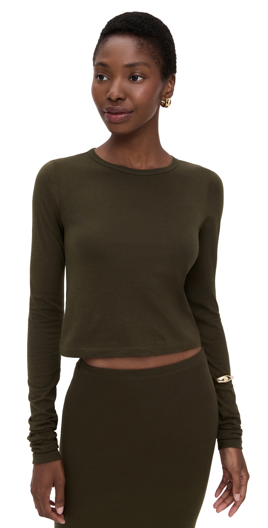 Éterne Long Sleeve Baby Tee Moss In Green