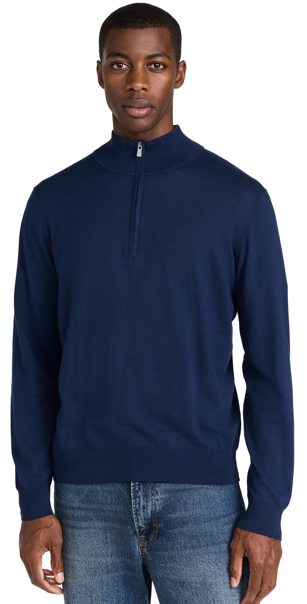 Faherty Movement Quarter Zip Sweater Marine Navy Heather In Marine Navy Heather