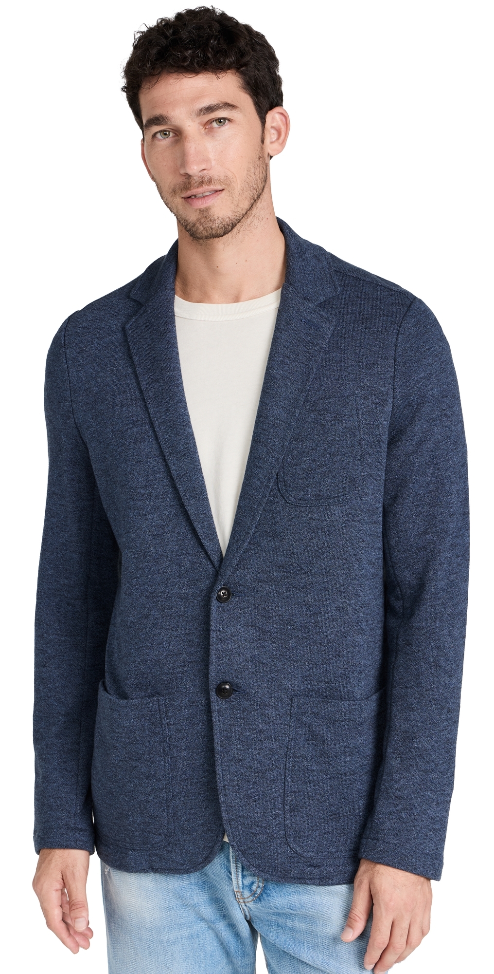 Faherty Inlet Slim Fit Knit Blazer In Deep Navy Melange