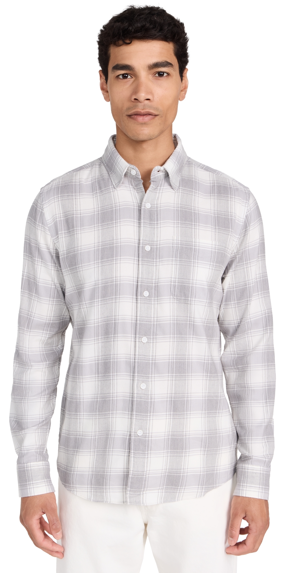 Faherty The All Time Shirt White Fossil Plaid In White Fossil Plaid