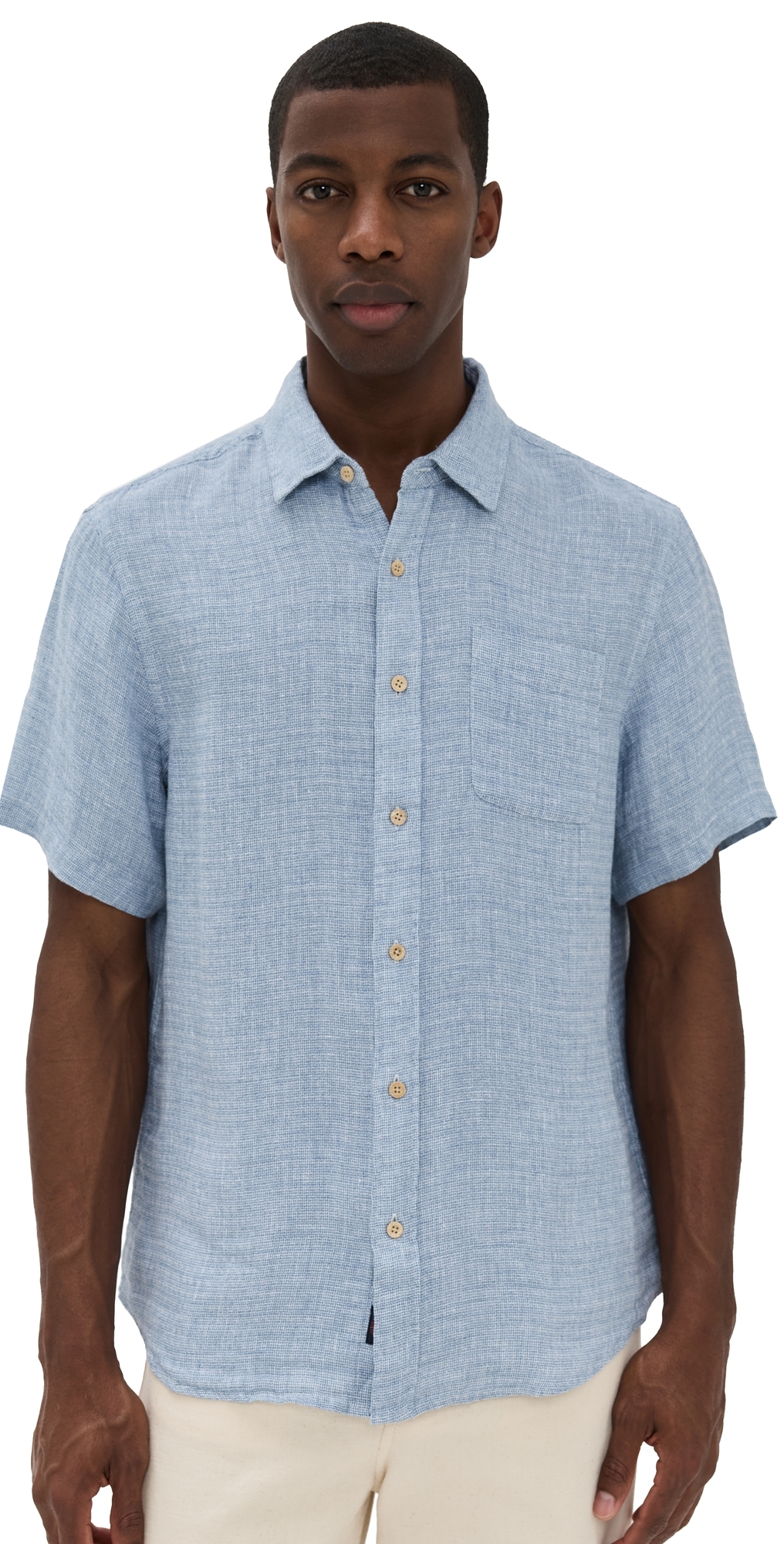 Faherty Palma Basket Weave Linen Shirt Blue In Blue