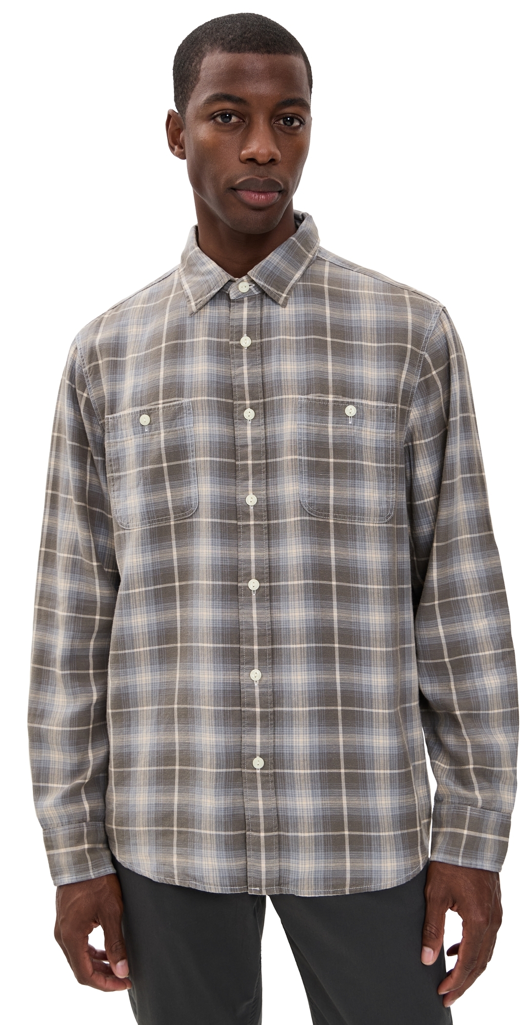 Faherty The Tried And True Chambray Workshirt Iron Water Plaid In Multi