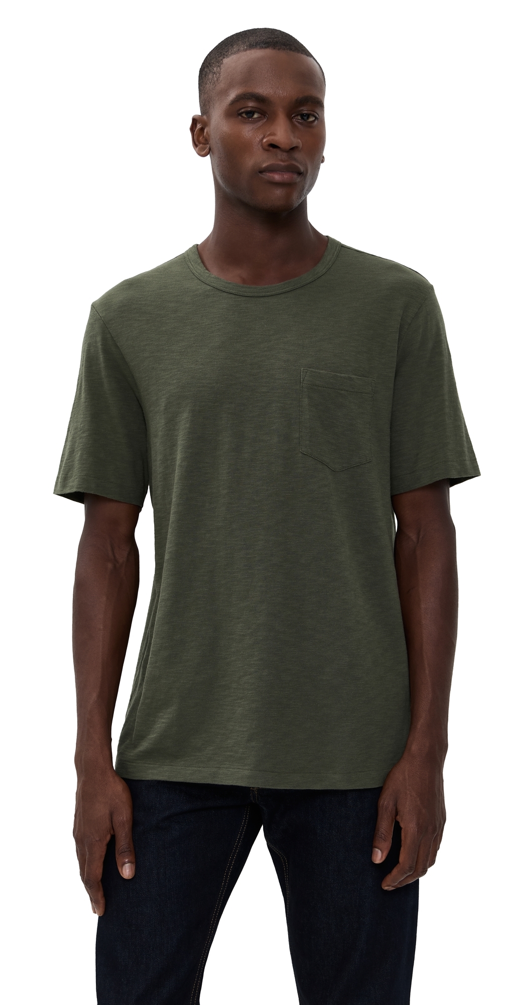 Faherty Sunwashed Pocket Tee Fall Evergreen In Green