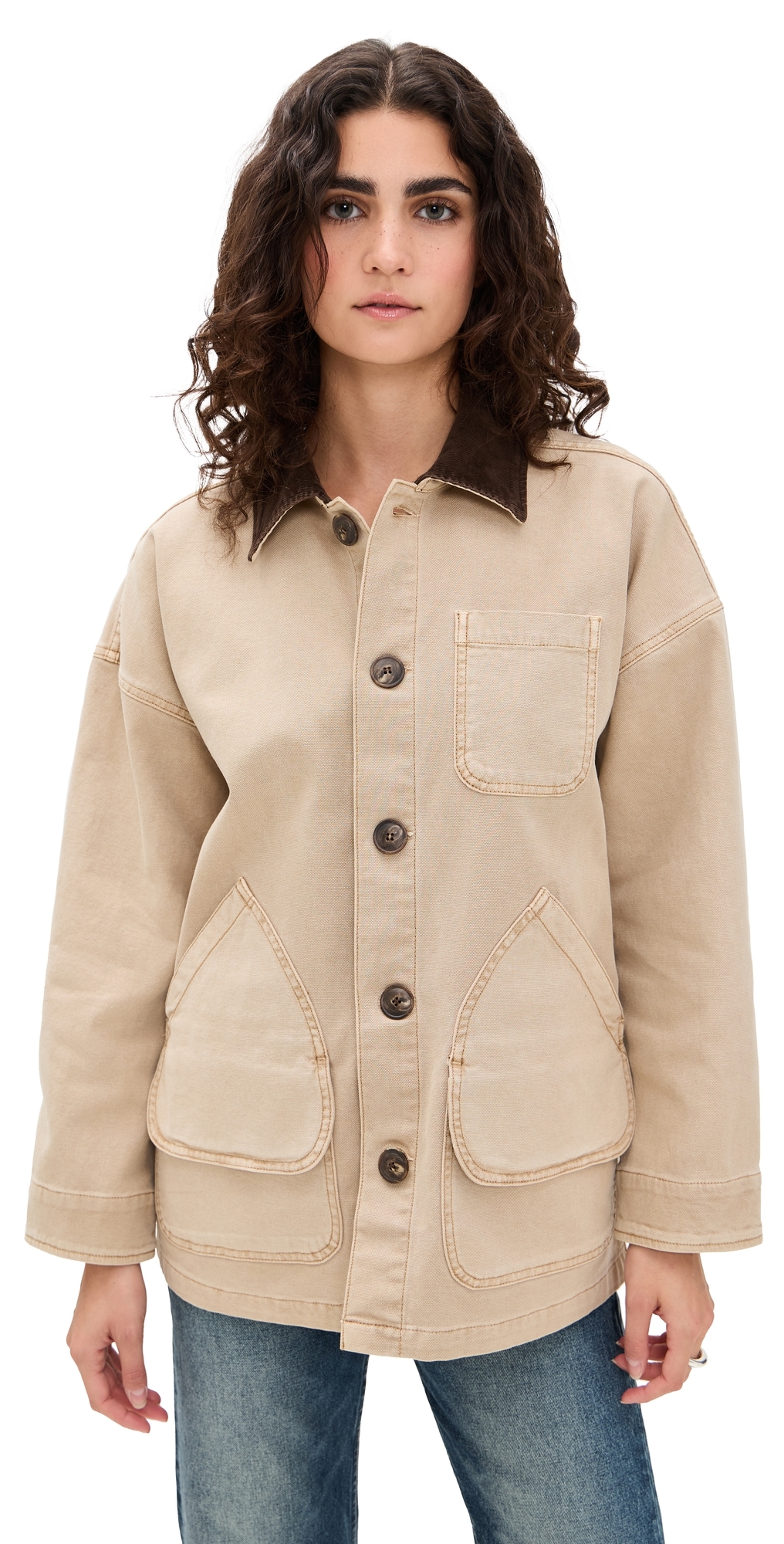 Faherty Sunwashed Canvas Barn Jacket Sandy Khaki In Neutral