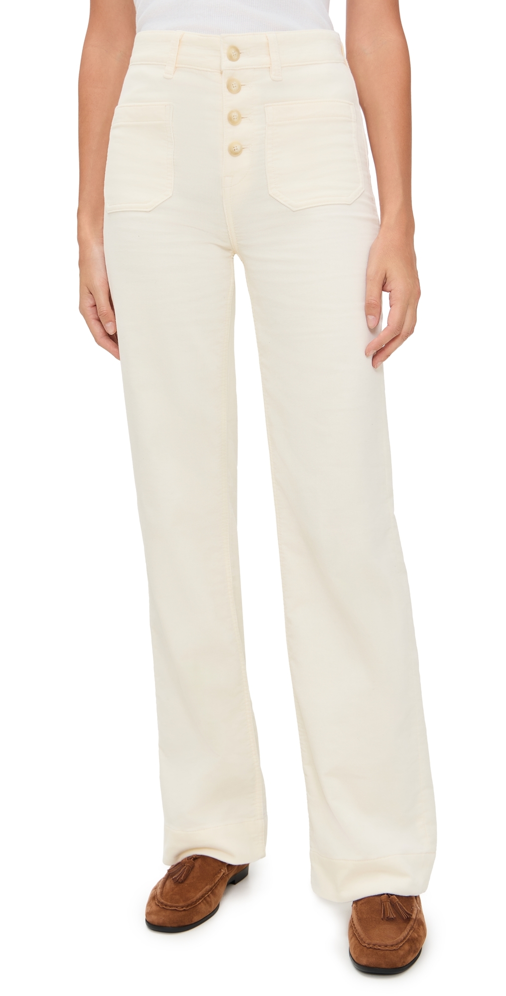 Faherty Stretch Terry Corduroy Patch Pocket Pants Egret In White