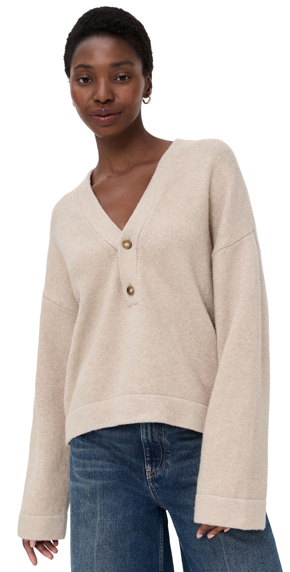 Faherty Jackson V Neck Popover Oatmeal Heather In Multi