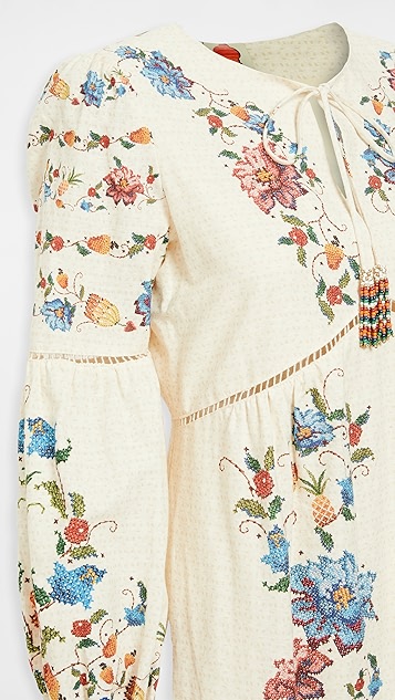 Embroidered fruit maxi dress Clearance